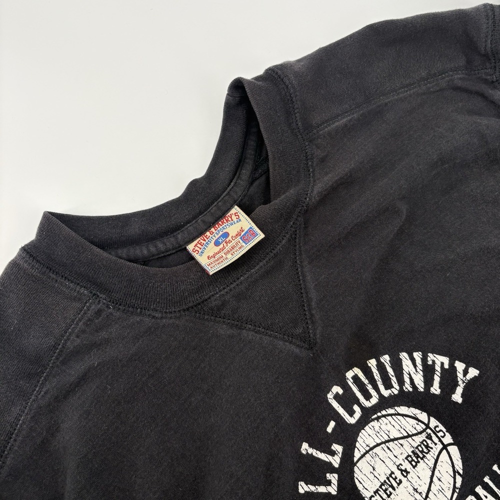 Steve & Barry's All-County Basketball Muscle Sweat Shirt Navy Distressed Y2K XL